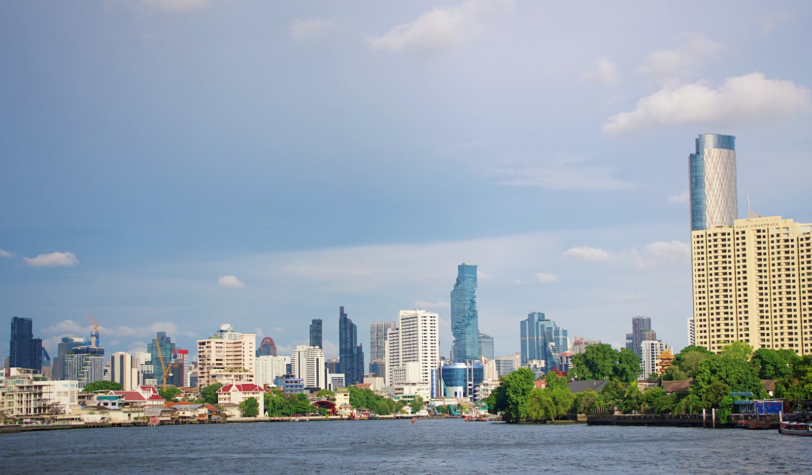 Bangkok skyline by the river