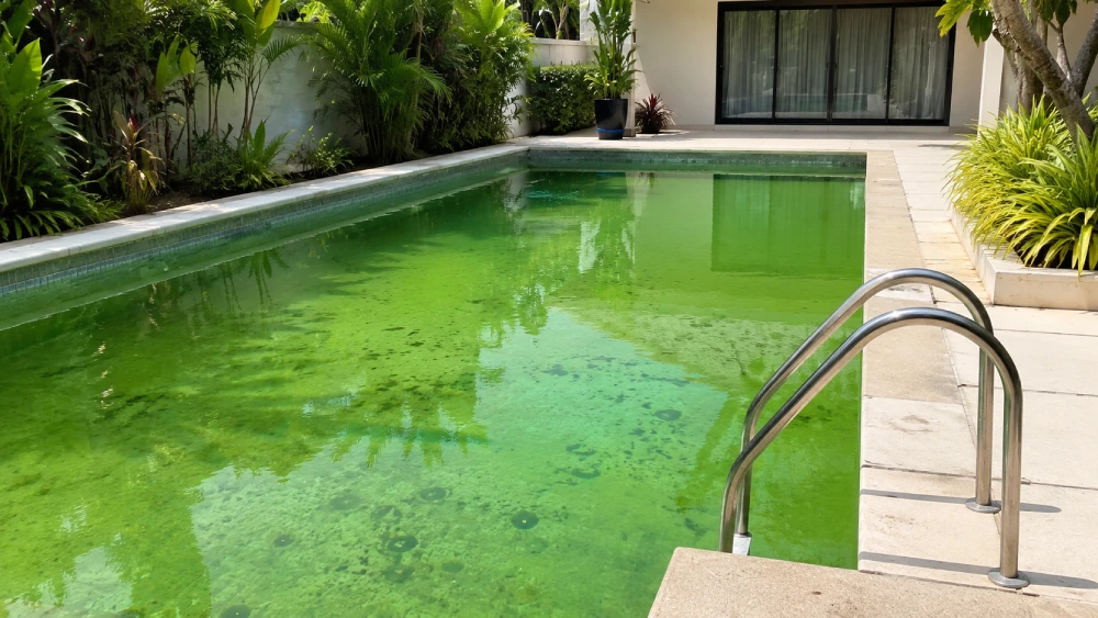 Testing algae and metals during green pool recovery